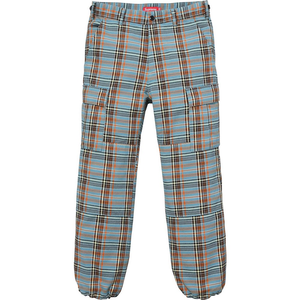NWOT Supreme Blue/Brown/Orange Plaid Cargo Pants Men 34 SS17